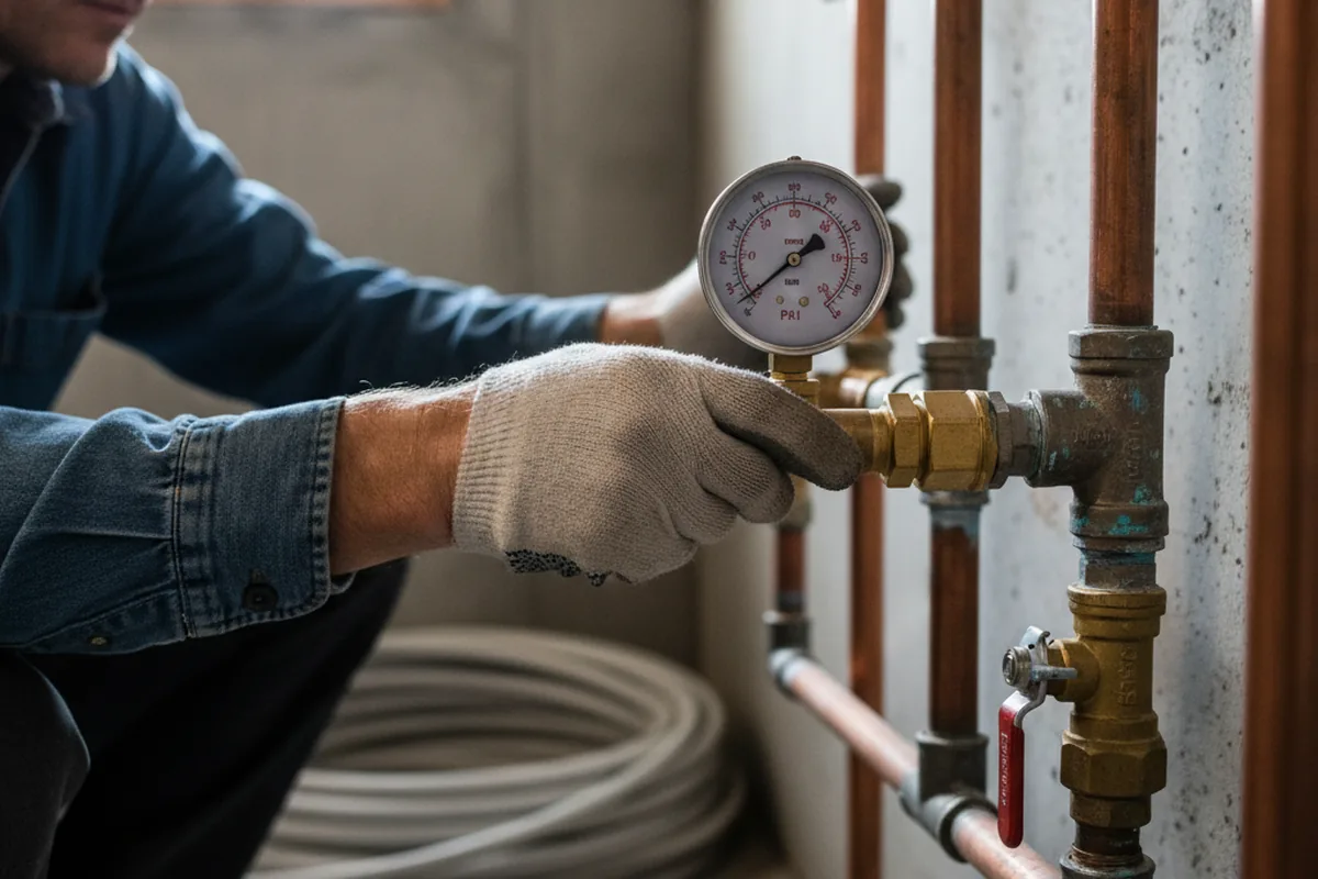 Pressure testing a repaired line during Water Line Repair in Florence